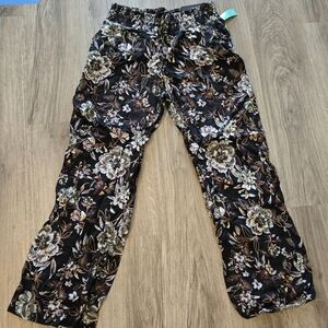 NWT Black Floral Wide-Leg Lounge Pants